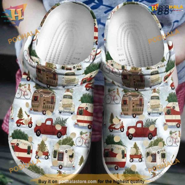 Retro Camping Personalized 3D Crocs, Creative Christmas Gifts