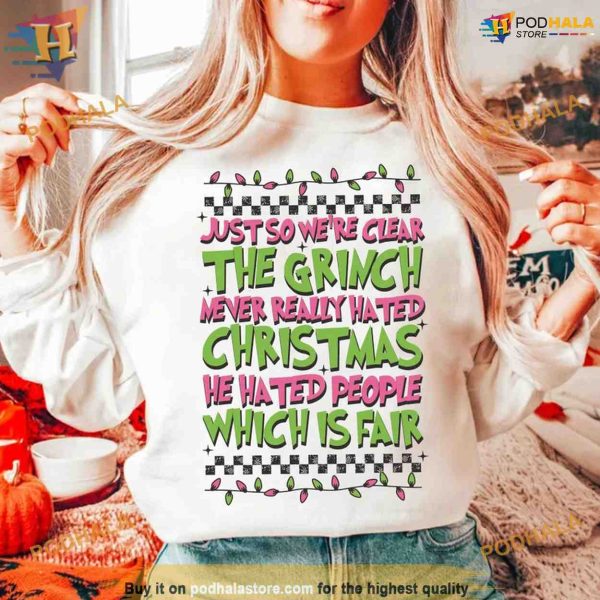 Retro Pink Grinch Christmas Sweatshirt, Funny Xmas Gifts