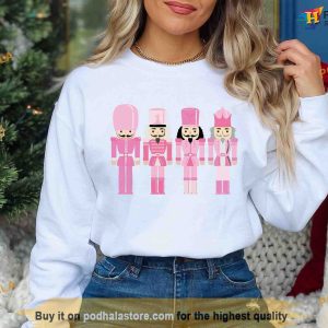 Retro Pink Nutcracker Christmas Tee, Matching Family Christmas Shirt