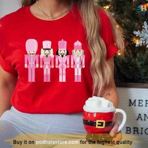 Retro Pink Nutcracker Christmas Tee Matching Family Christmas Shirt 2