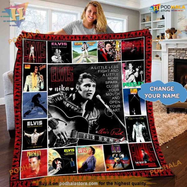 Rock Icon Elvis Fleece Blanket, Presley Fan Blanket, Funny Christmas Ideas