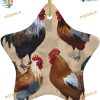 Rooster Chicken Print 2023 Ornament, Family Tree Decoration, Gold Ribbon Decor