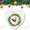 Rooster Christmas Ornament, 2023 Heart-Shape Decor, Family Tree Keepsake