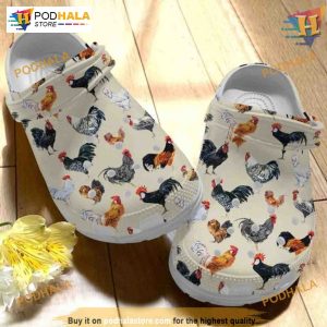 Rooster Farmhouse Chicken Pattern Crocs, Stylish and Printed Design