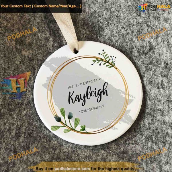 Round Ceramic Valentine’s Keepsake, Personalized Ornament