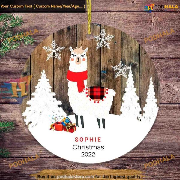 Rustic Alpaca Llama Christmas Ornament, Personalized Family Gift