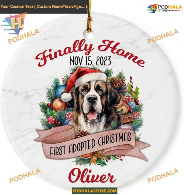 Saint Bernard Dog 2023 Christmas Ornament, Personalized Family Xmas Gift