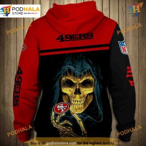 San Francisco 49ers 3D Skull Hoodie Perfect Womens 49ers Hoodie 2