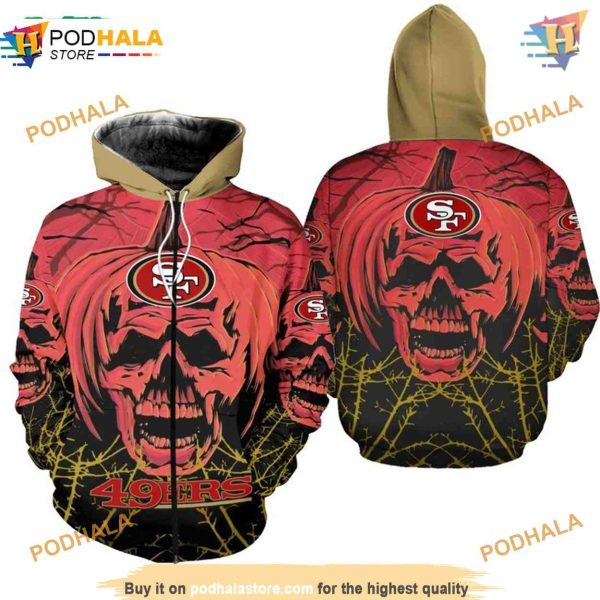 San Francisco 49ers Hoodie, Halloween Pumpkin Skull, Women’s Choice
