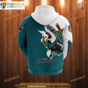 San Jose Sharks 3D Hoodies Cartoon Graphic Sweatshirt for Fans 2