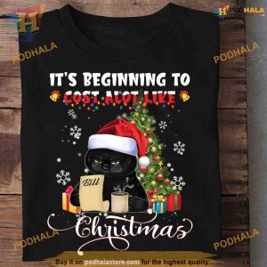 Santa Black Cat Cost Shirt, Funny Xmas Gifts