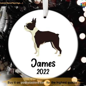 Santa Boston Terrier Ornament, Customized Dog Christmas Decor