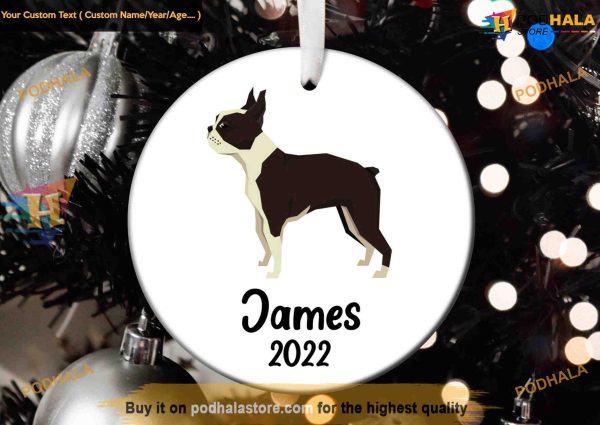 Santa Boston Terrier Ornament, Customized Dog Christmas Decor