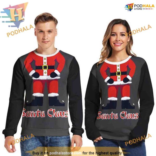 Santa Claus Black Sweatshirt 3D Hoodie, Funny Xmas Gift Ideas