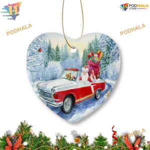 Santa Claus Red Truck Ornament, Custom Family Ornaments