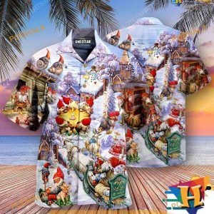 Santa Gnomes Holiday Hawaiian Print, Santa Hawaiian Shirt