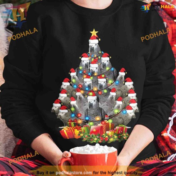 Santa Parrot Light-Up Xmas Shirt, A Bird Lover’s Matching Family Christmas Shirt
