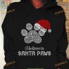 Santa Paws Dog Footprint Christmas Hat Shirt, Family Funny Christmas Shirt