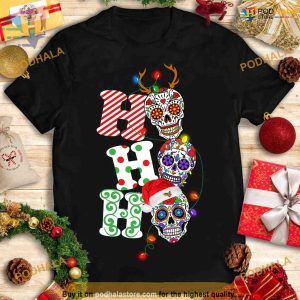 Santa Skull Reindeer Lights Shirt, Family Christmas Shirt Ideas