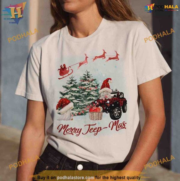 Santa Sleigh Jeepmas Ugly Christmas Shirt, Matching Family Xmas Shirt