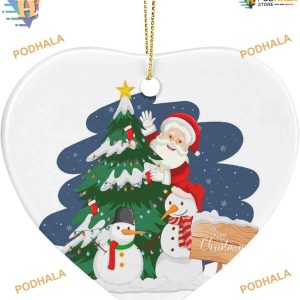 Santa & Snowman 2023 Heart Ornament, Cute Xmas Gifts for Children