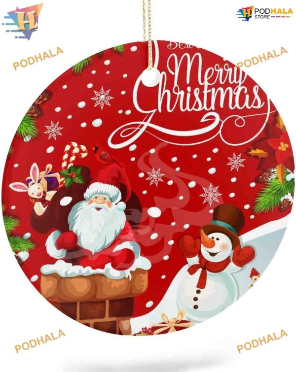Santa Snowmen 2023 Ceramic Ornament, Family Christmas Tree Ornaments, Decor