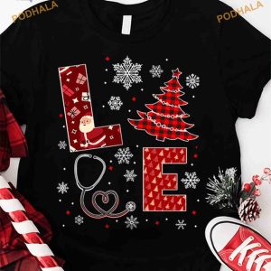 Santa & Stethoscope Christmas Shirt, A Funny Christmas Shirt For Family