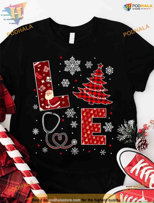 Santa & Stethoscope Christmas Shirt, A Funny Christmas Shirt For Family