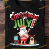 Santa Surfing July Shirt, Cool Matching Family Xmas Shirt Design