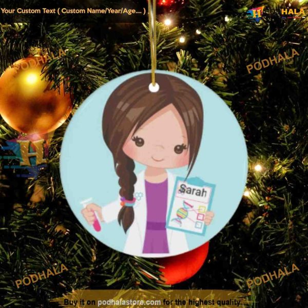 Science Scientist Girl Custom Ornament, Personalized Christmas Decor