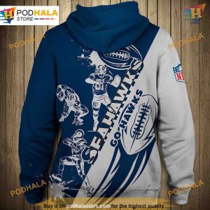 Seattle Seahawks Hoodie 3D Cartoon Player Design Cute NFL Sweatshirt 2