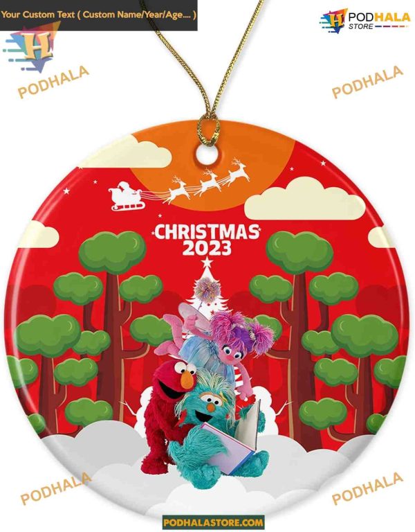 Sesame Street Elmo Ornament 2023, Unique Gift, Printed Both Sides Christmas Keepsake