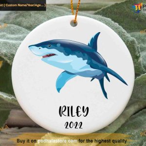 Shark Christmas Custom Ornament, Personalized Family Gift Idea