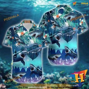 Shark Tropical Christmas Attire, Santa Claus Hawaiian Shirt