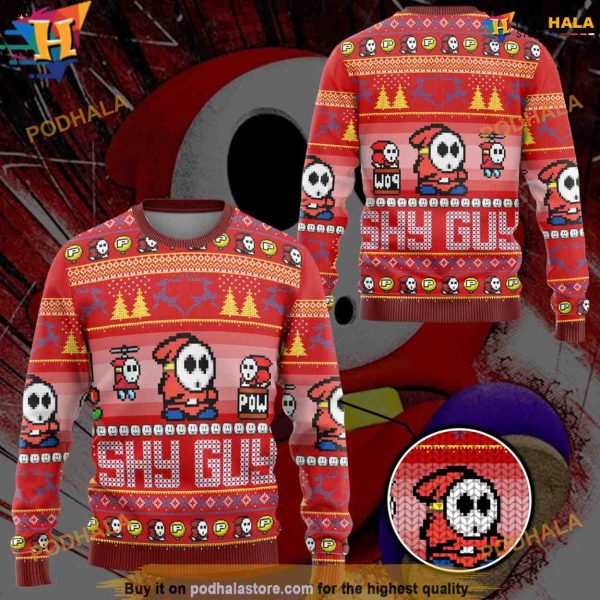 Shy Guy Mario Bros Funny Sweater, Creative Xmas Gifts for Video Gamers