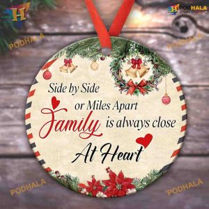 Side by Side Family Heart Ornament, Family Christmas Tree Ornaments