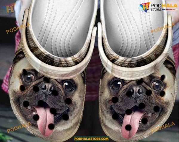 Simple Pug Crocs Classic Clog Shoes, Comfortable Dog Design