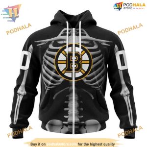 Skeleton Costume Special NHL Boston Bruins Hoodie 3D Halloween Inspired Merch 2