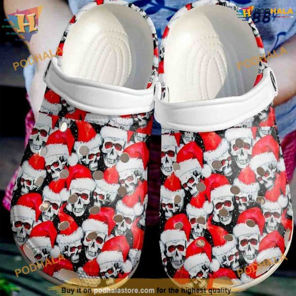 Skull Christmas Custom Crocs, Creative Christmas Gifts for Skull Lovers