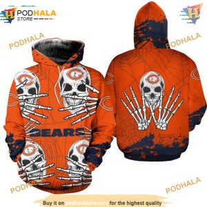 Skull Graphic Halloween Chicago Bears 3D Hoodie NFL Bears Clothing 1