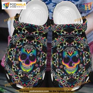 Skull Mandala Halloween Style Crocs, Unique Funny Christmas Crocs