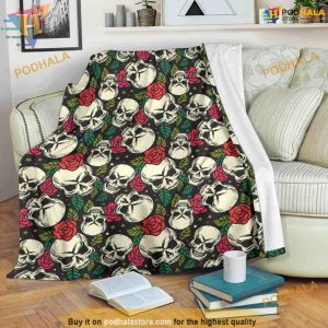 Skull Patterns Unique Fleece Blanket, Funny Christmas Gift Ideas