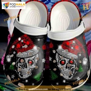 Skull Shiny Christmas Classic Clogs Crocs, Merry Christmas Water Shoes