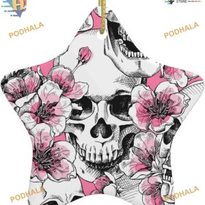 Skulls Flowers Star Ornament, Personalized Family Christmas Ornaments