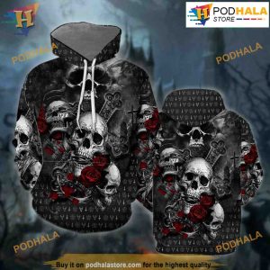 Skulls On The Roses 3D Funny Hoodie Christmas, Xmas Gifts
