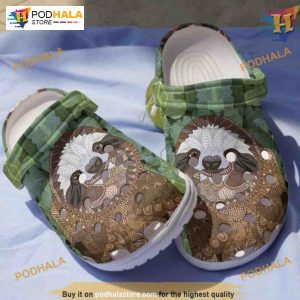 Sloth Art Printer Shoes Crocs, Love Sloth Mandala Pattern Great Christmas