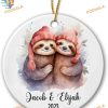 Sloth Couple First Christmas 2023 Ornament, Personalized Family Gift Idea