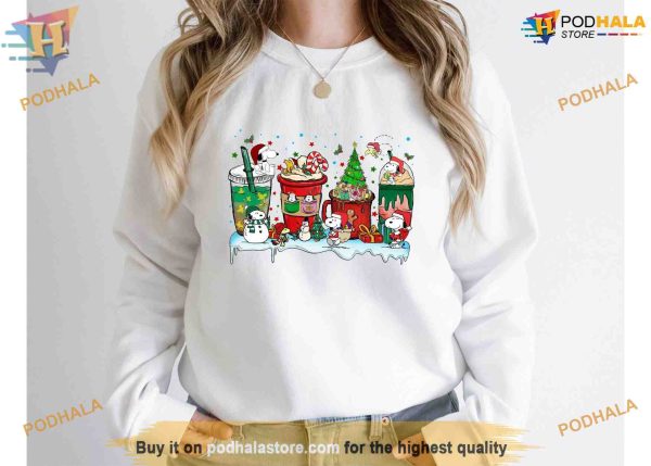 Snoopy Christmas Coffee Cup Peanuts Hoodie, Snoopy Sweatshirt, Xmas Gift