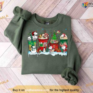 Snoopy Coffee Cup and Peanuts Christmas Sweatshirt, X-Mas Dog Shirt