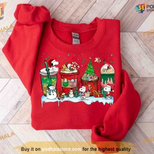 Snoopy Coffee Cup and Peanuts Christmas Sweatshirt X Mas Dog Shirt 2
